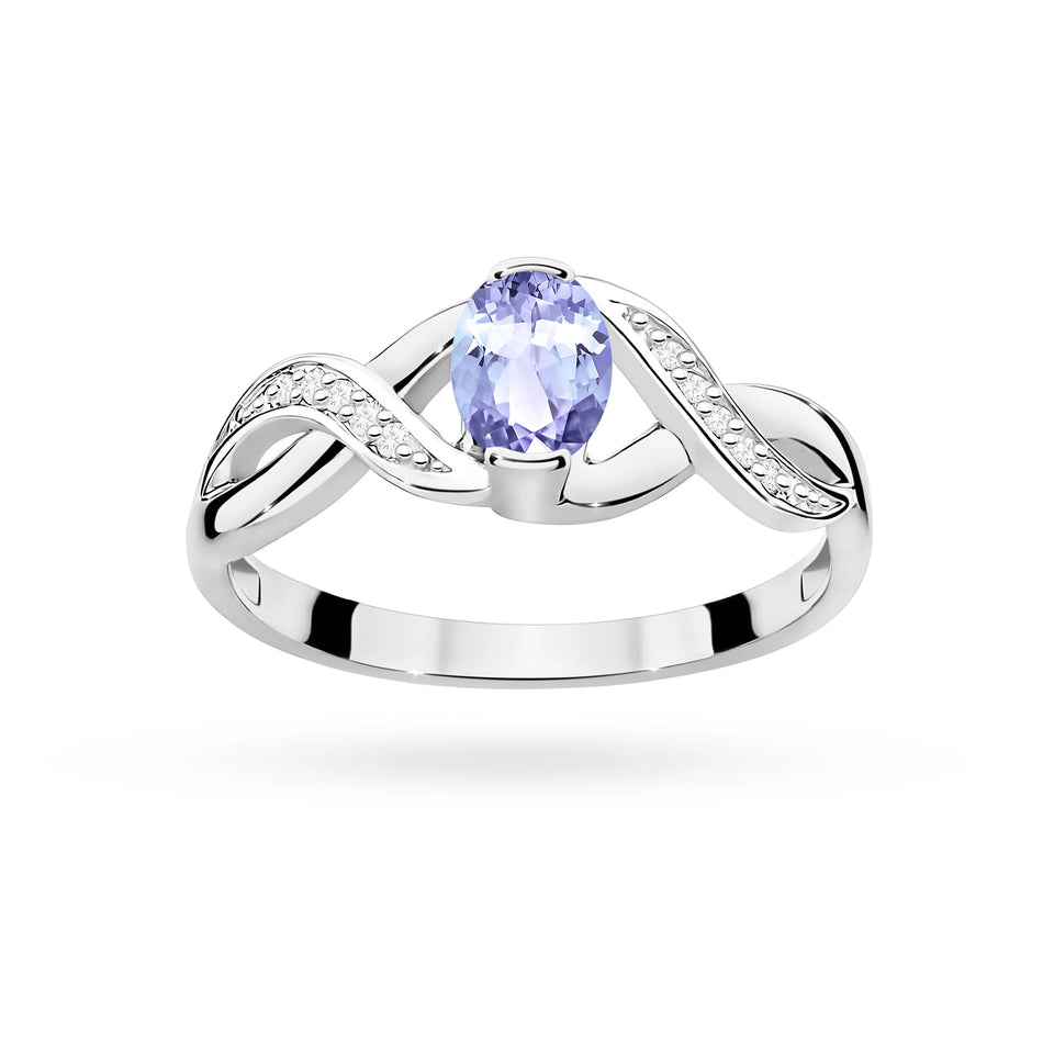 Weißgoldring mit 0,40ct Tansanit und 0,05ct Diamanten