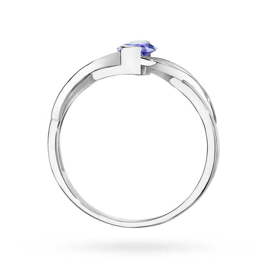 Weißgoldring mit 0,40ct Tansanit und 0,05ct Diamanten
