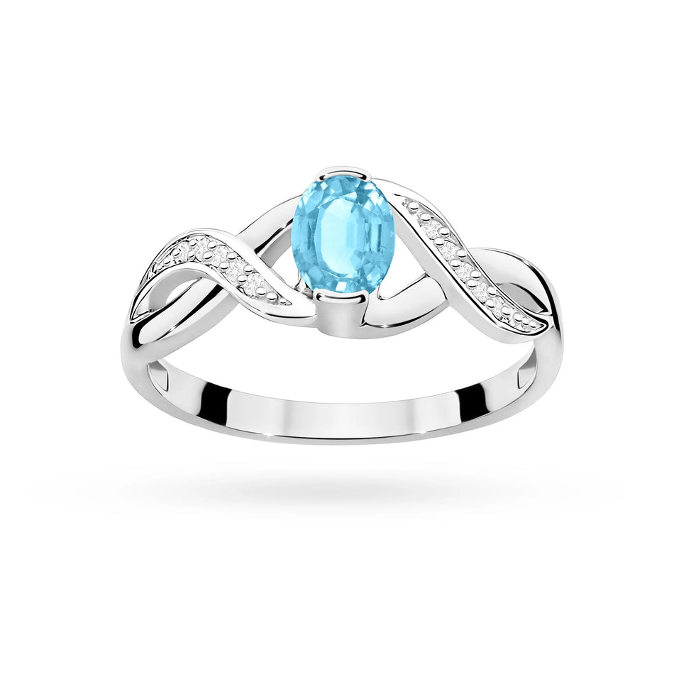 White Gold Ring with 0.50ct Topaz and 0.05ct Diamonds