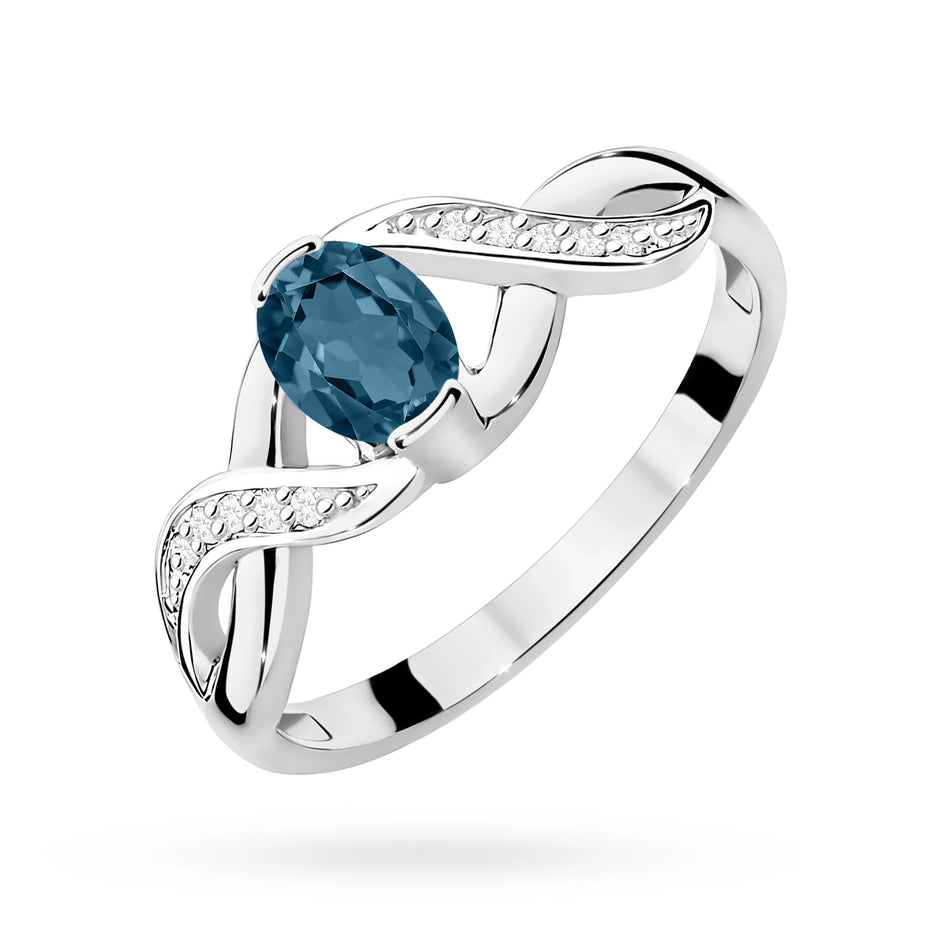 White Gold Ring with 0.50ct Topaz London Blue and 0.05ct Diamonds