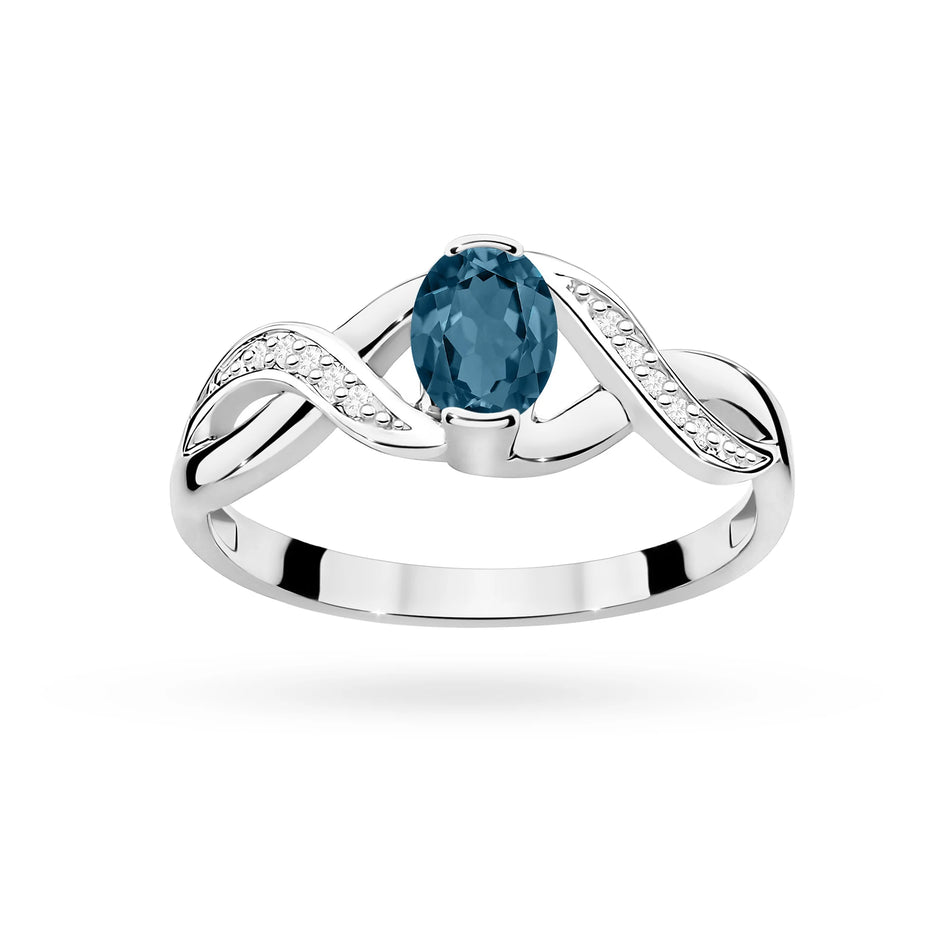 White Gold Ring with 0.50ct Topaz London Blue and 0.05ct Diamonds