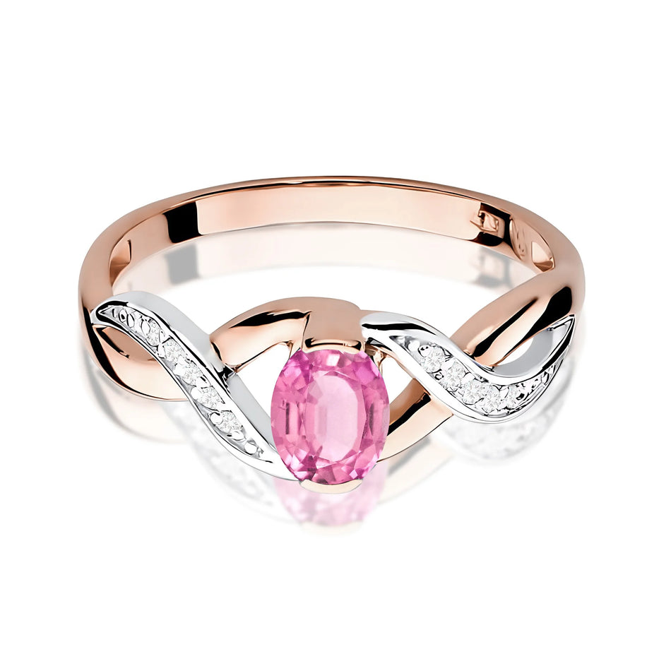 Gold Ring with 0.45ct Pink Sapphire and 0.05ct Diamonds