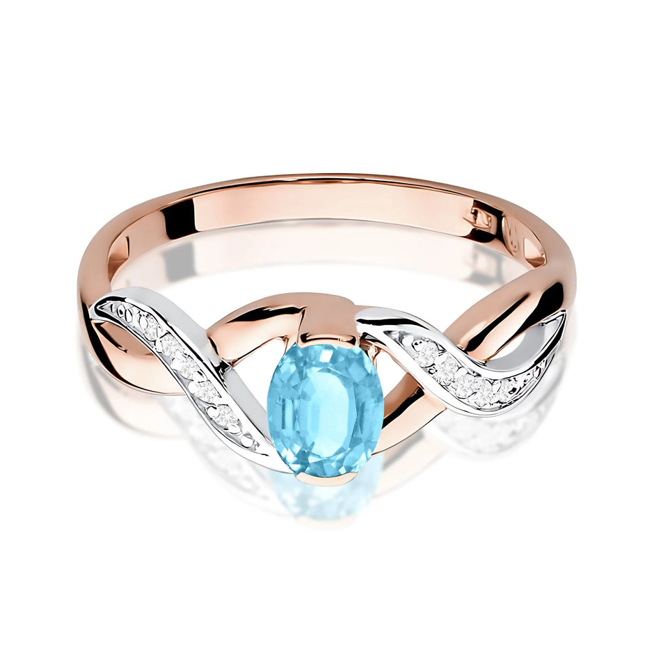 Gold Ring with 0.50ct Topaz and 0.05ct Diamonds