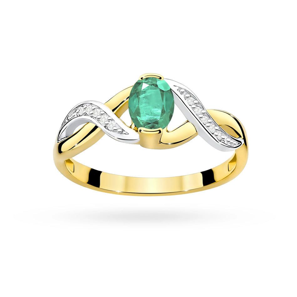 Gold Ring with 0.40ct Emerald and 0.05ct Diamonds