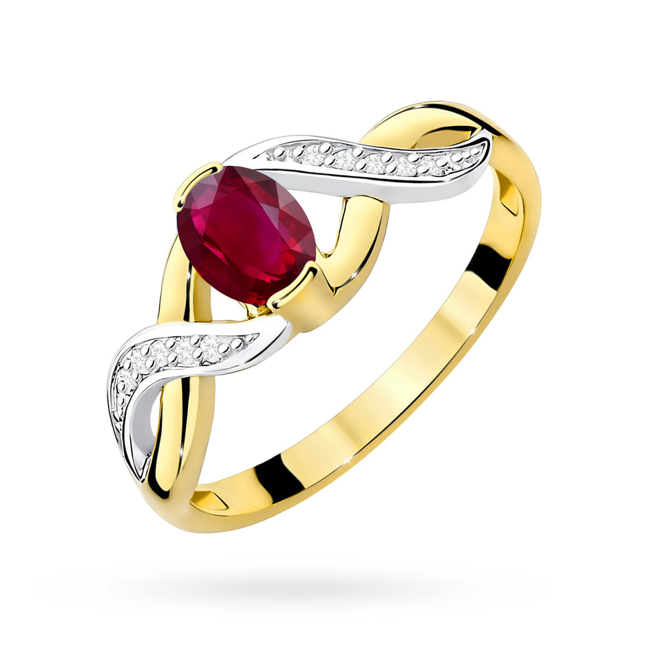 Goldring mit 0,60 ct Rubin und 0,05 ct Diamanten