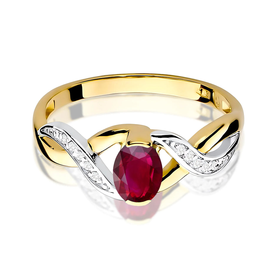 Gold Ring with 0.60ct Ruby and 0.05ct Diamonds