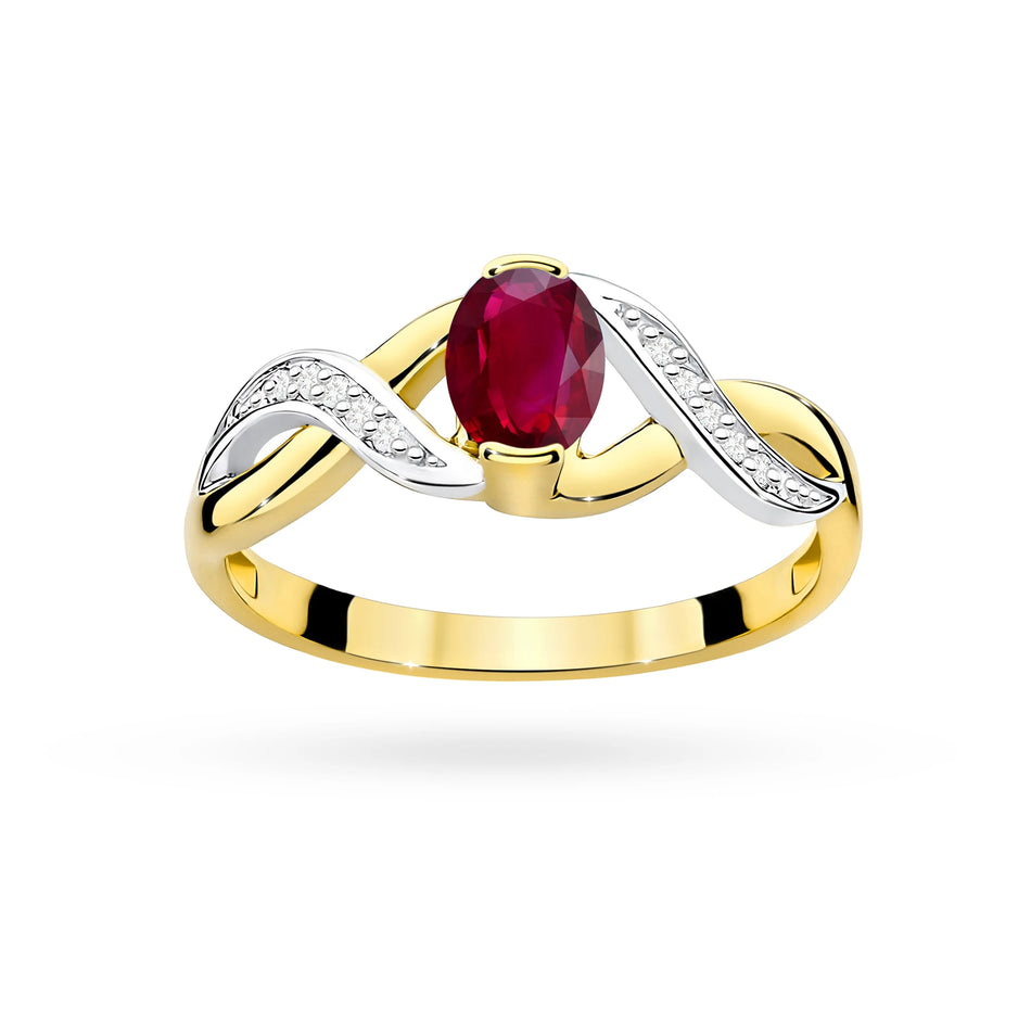 Goldring mit 0,60 ct Rubin und 0,05 ct Diamanten