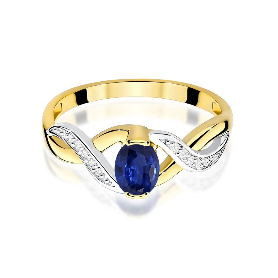 Goldring mit 0,70 ct Saphir und 0,05 ct Diamanten