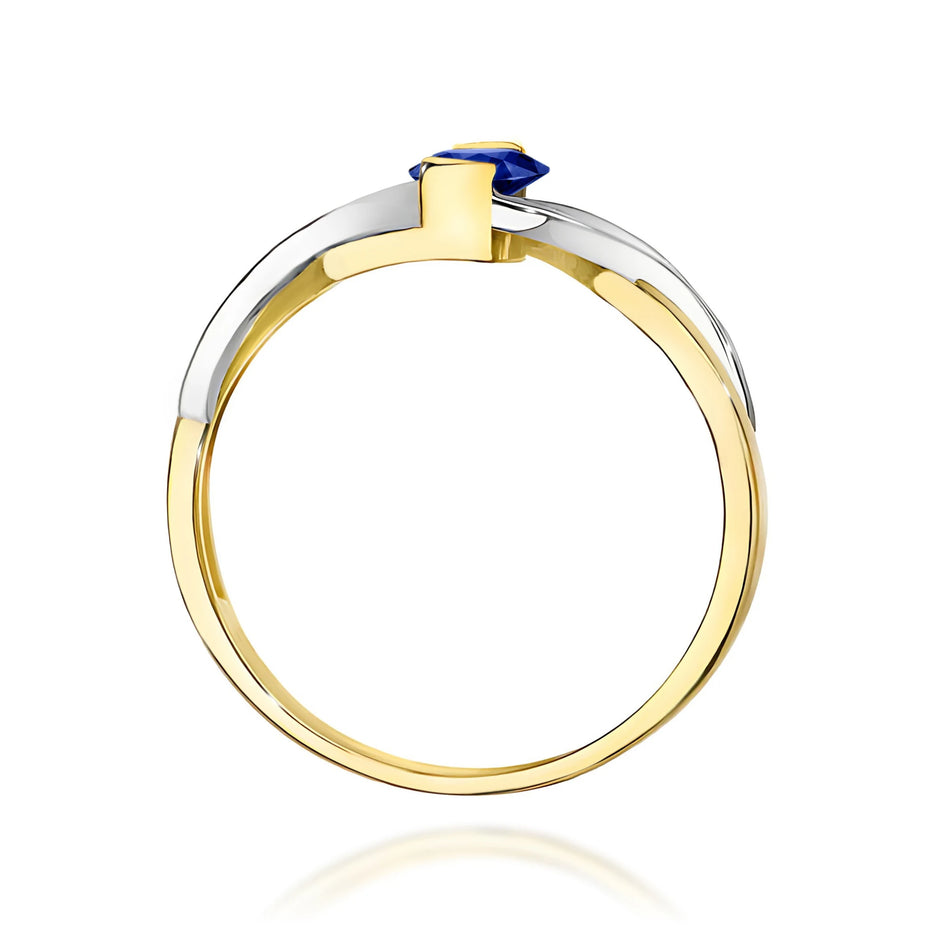 Goldring mit 0,70 ct Saphir und 0,05 ct Diamanten