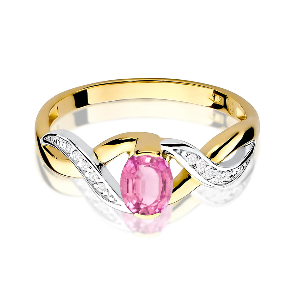 Gold Ring with 0.45ct Pink Sapphire and 0.05ct Diamonds