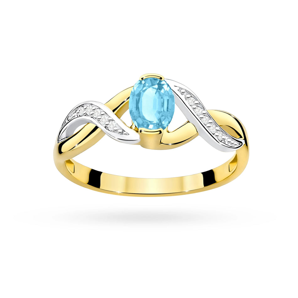 Gold Ring with 0.50ct Topaz and 0.05ct Diamonds