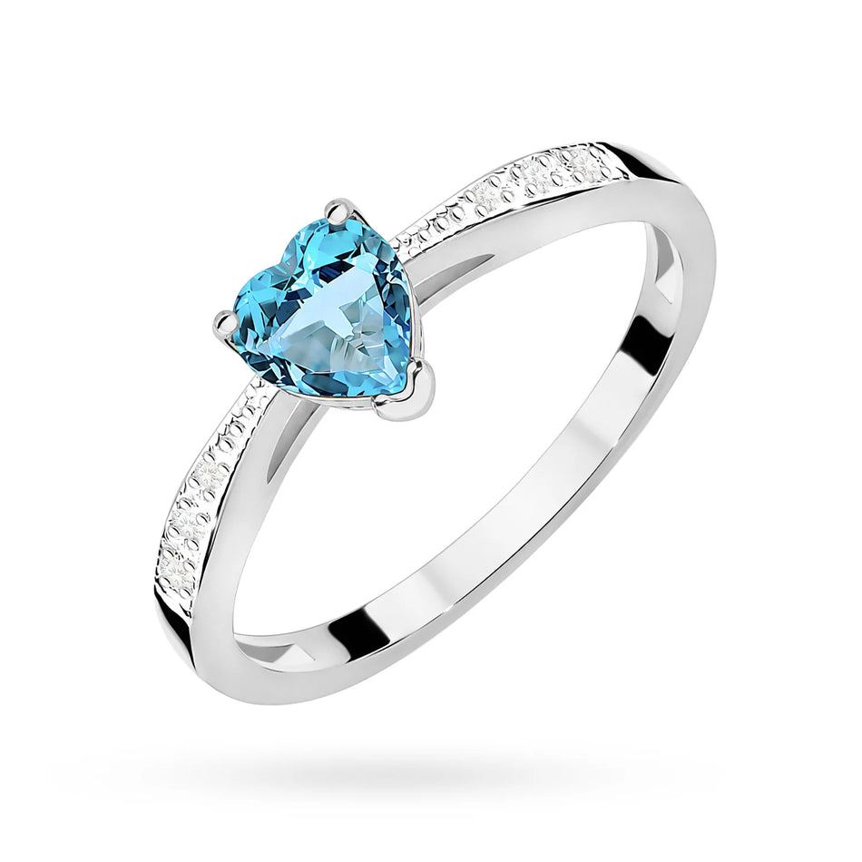 White Gold Ring with 0.50ct Topaz and 0.03ct Diamonds