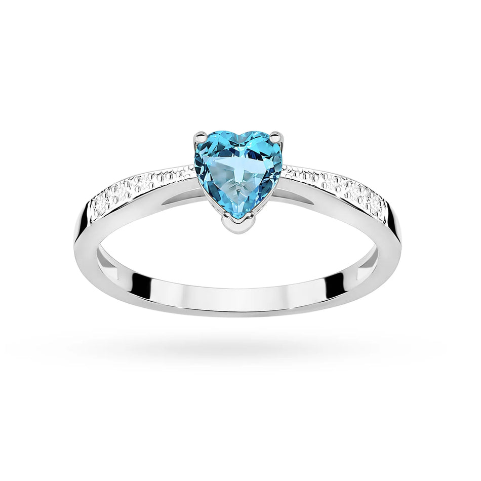 White Gold Ring with 0.50ct Topaz and 0.03ct Diamonds