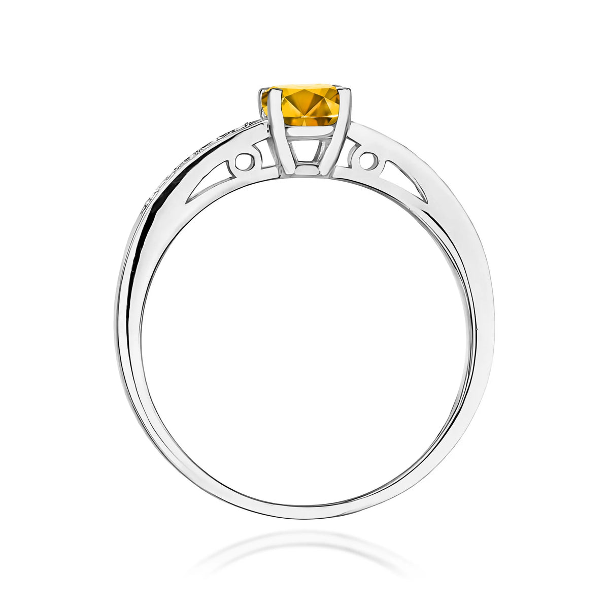 Weißgoldring mit 0,50 ct Citrin und 0,05 ct Diamanten
