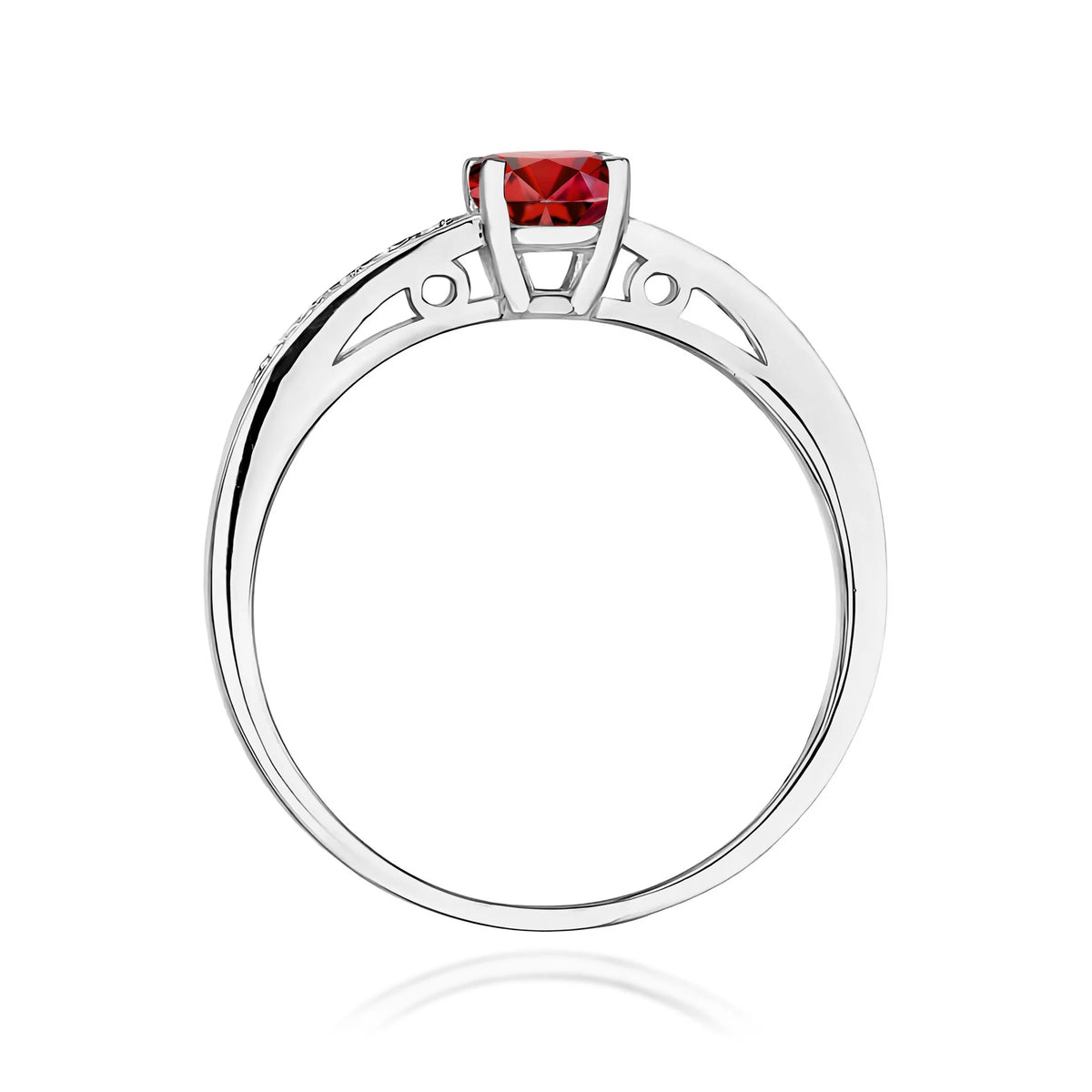 Ring aus Weißgold mit 0,60 ct Granat und 0,05 ct Diamanten
