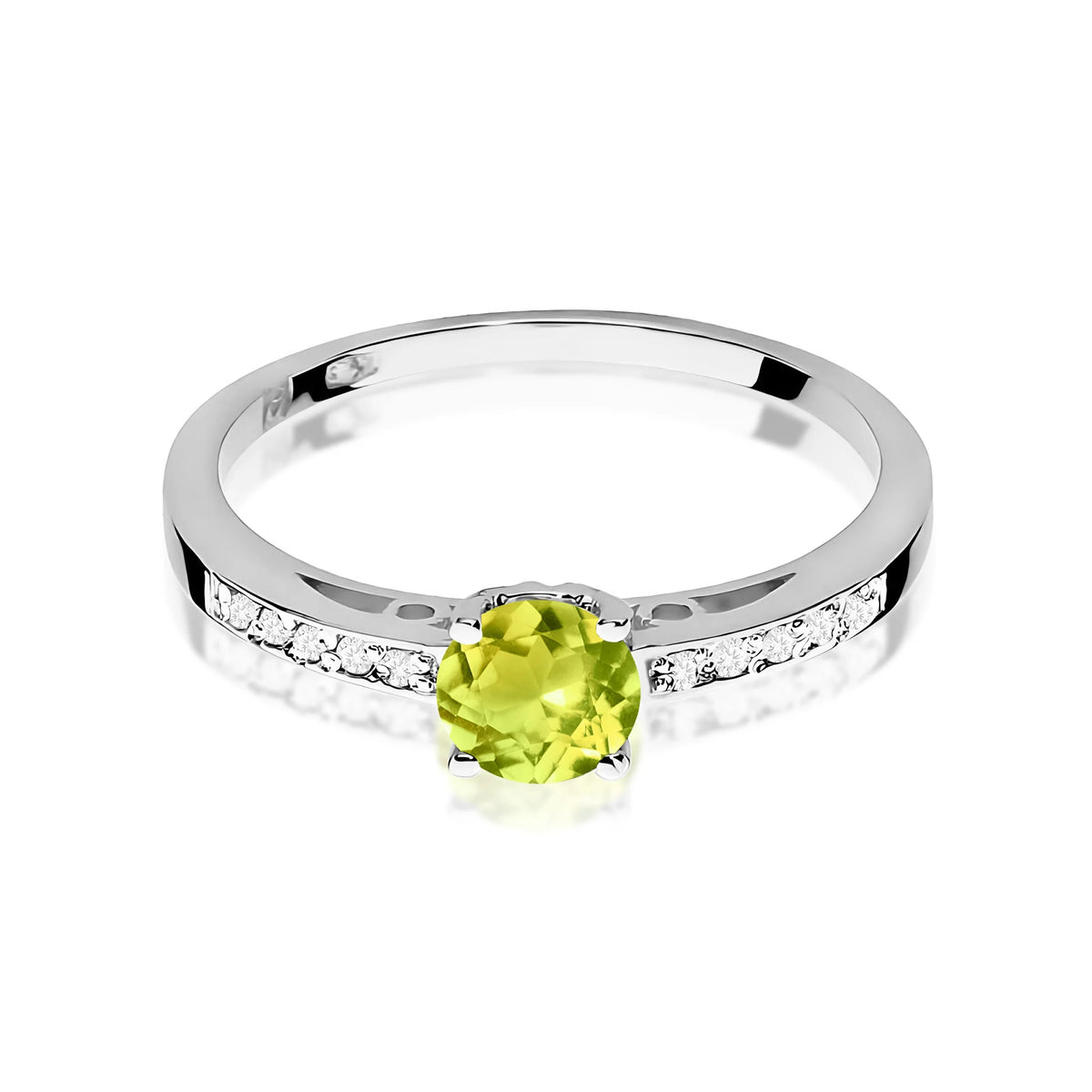 Goldring mit 0,60 ct Olivin und 0,05 ct Diamanten