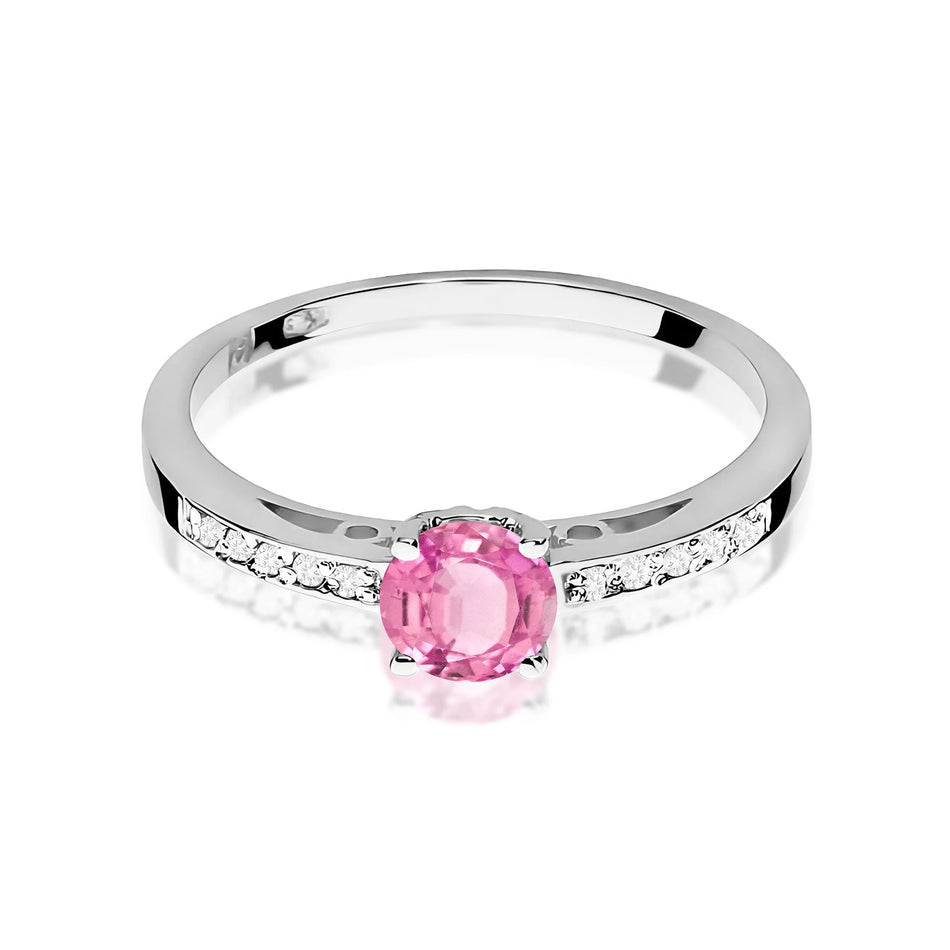 Goldring mit 0,60 ct Pinktopas und 0,05 ct Diamanten