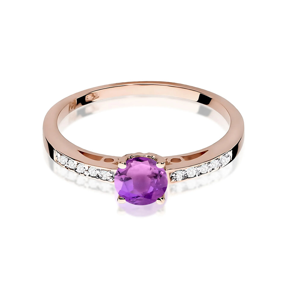 Gold Ring with 0.50ct Amethyst and 0.05ct Diamonds