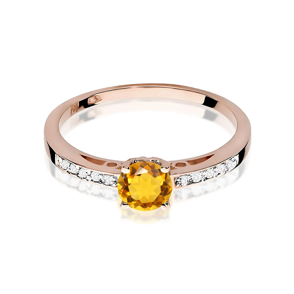 Gold Ring with 0.50ct Citrin and 0.05ct Diamonds