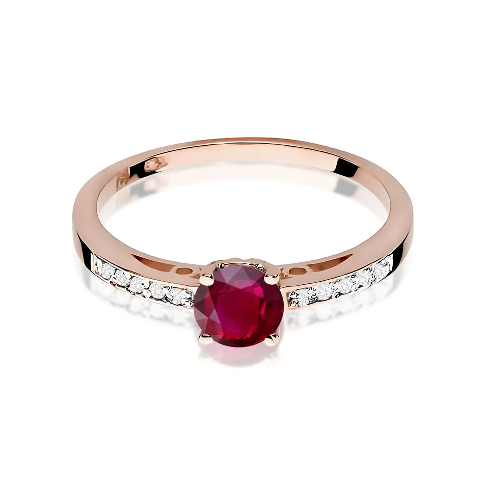 Gold Ring with 0.60ct Ruby and 0.05ct Diamonds