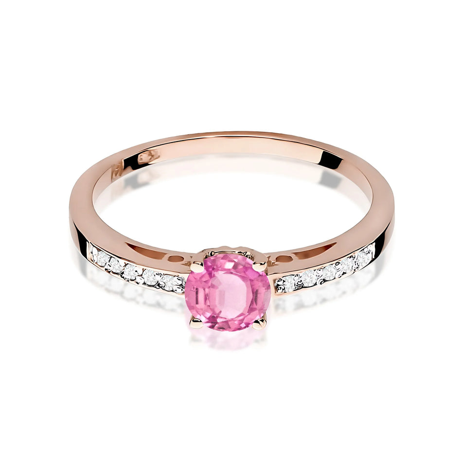 Goldring mit 0,60 ct Pinktopas und 0,05 ct Diamanten
