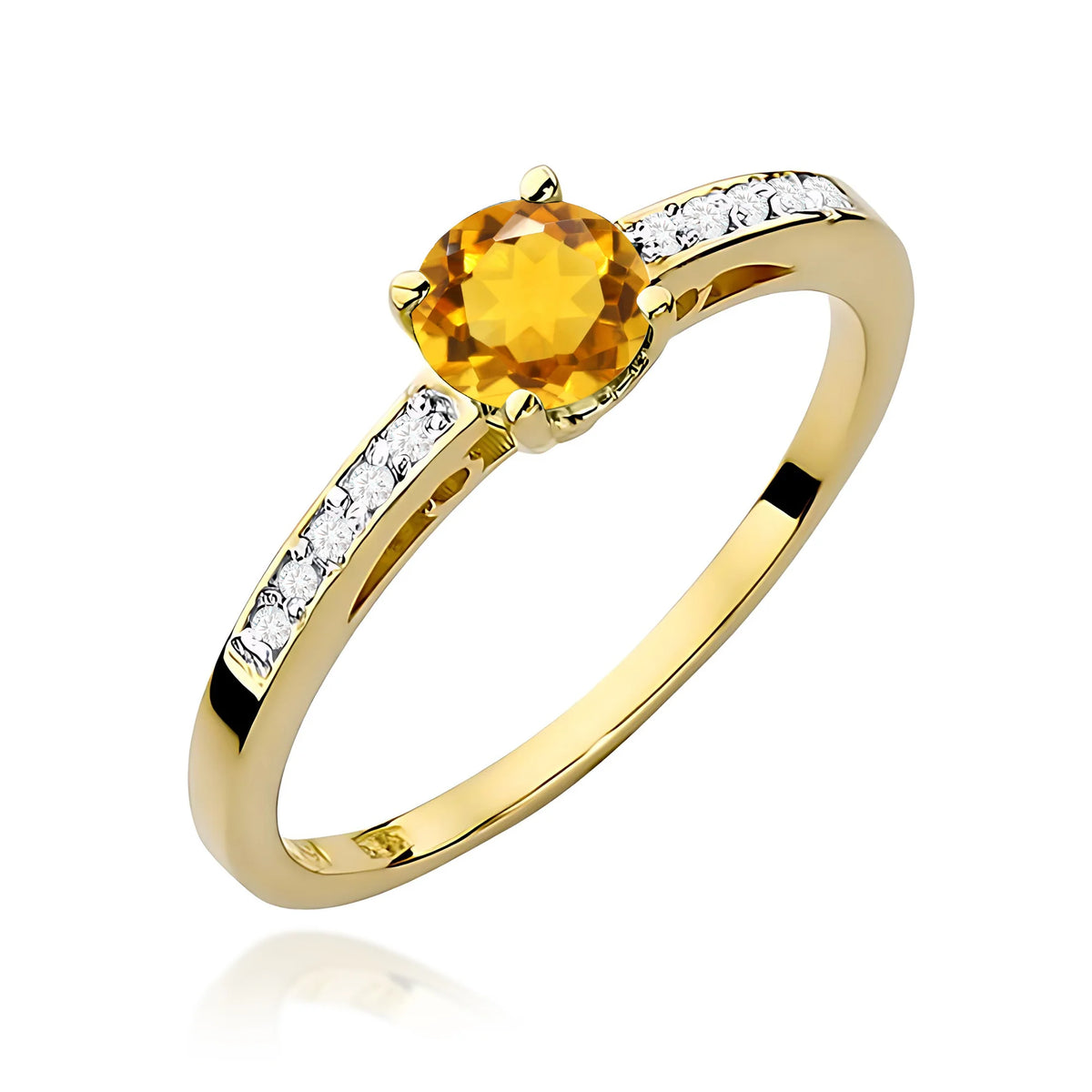 Goldring mit 0,50 ct Citrin und 0,05 ct Diamanten