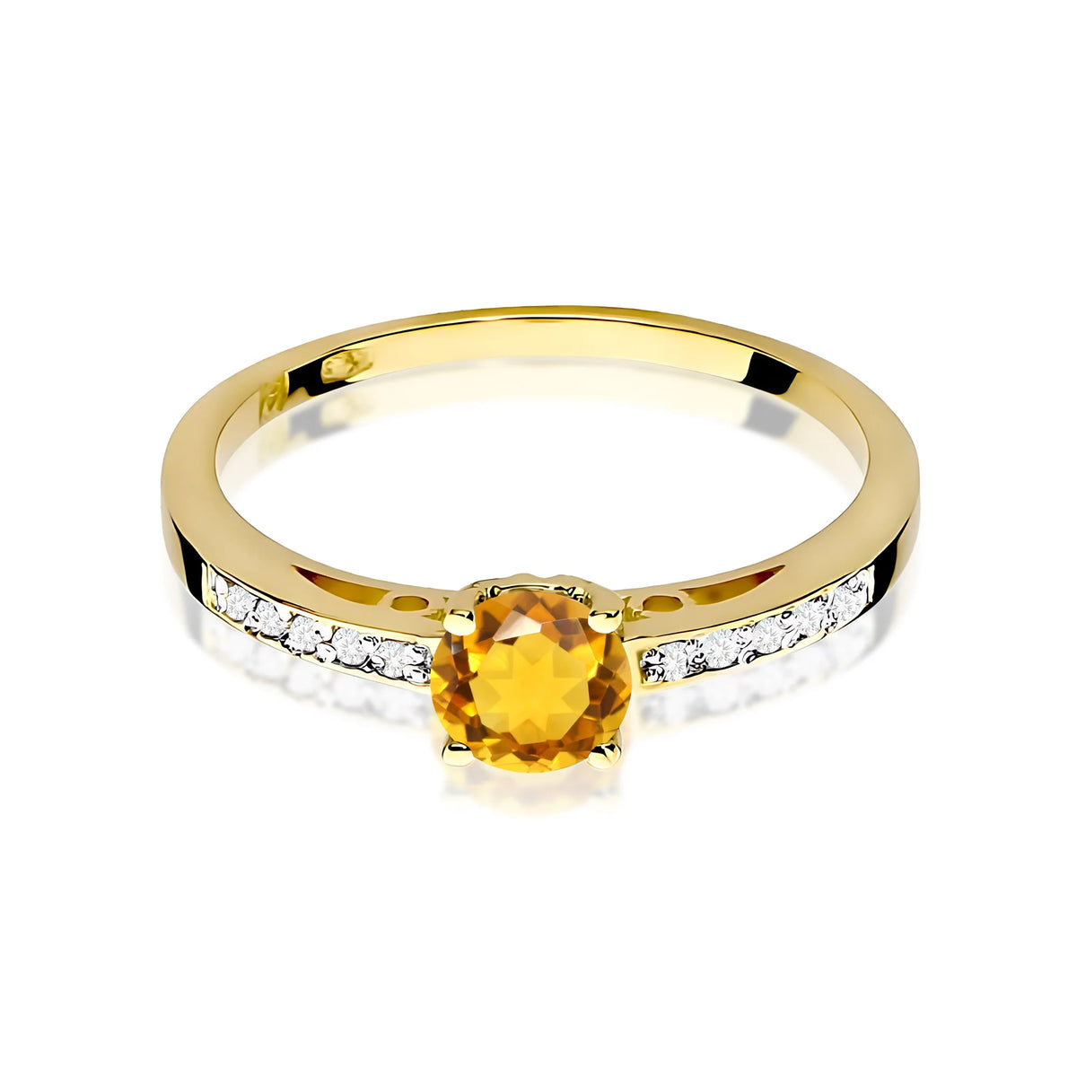 Goldring mit 0,50 ct Citrin und 0,05 ct Diamanten