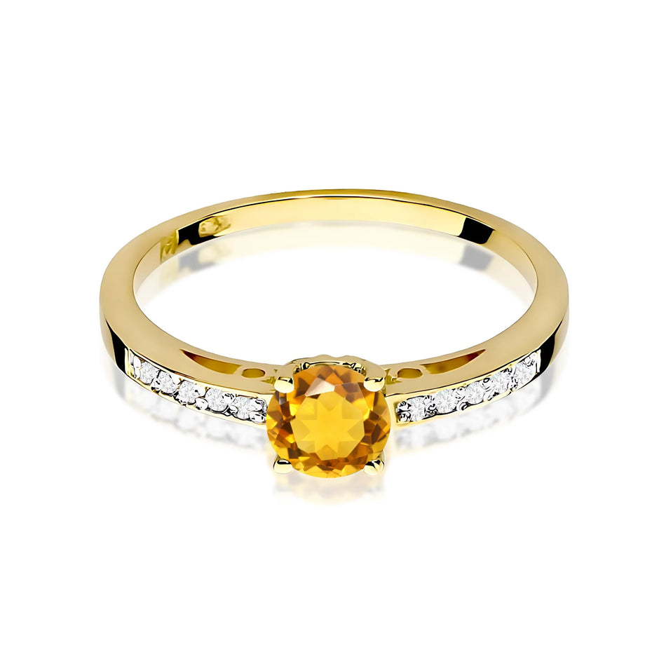 Gold Ring with 0.50ct Citrin and 0.05ct Diamonds