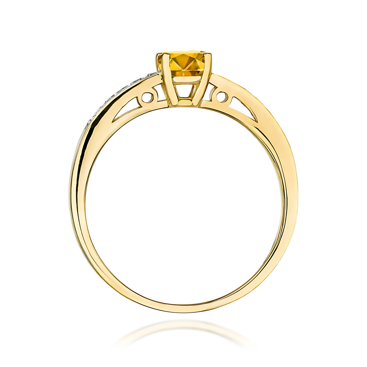 Goldring mit 0,50 ct Citrin und 0,05 ct Diamanten