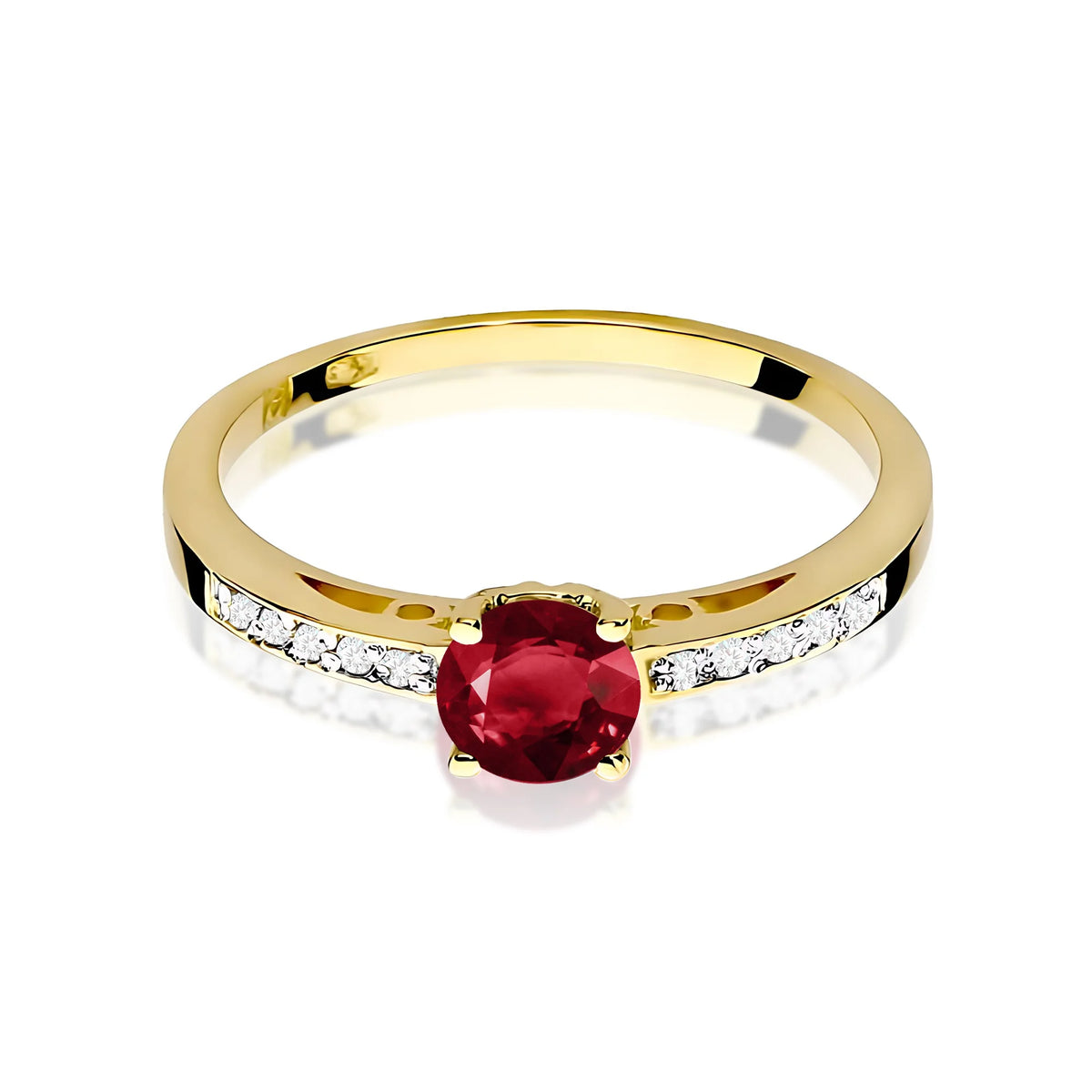 Goldring mit 0,60 ct Granat und 0,05 ct Diamanten