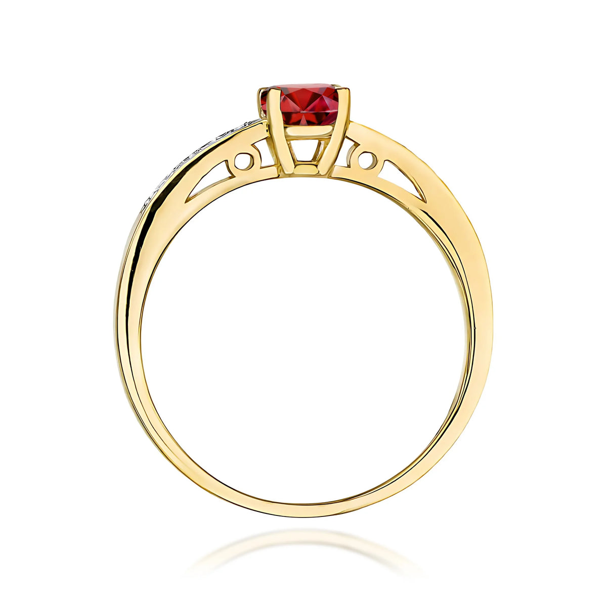 Goldring mit 0,60 ct Granat und 0,05 ct Diamanten