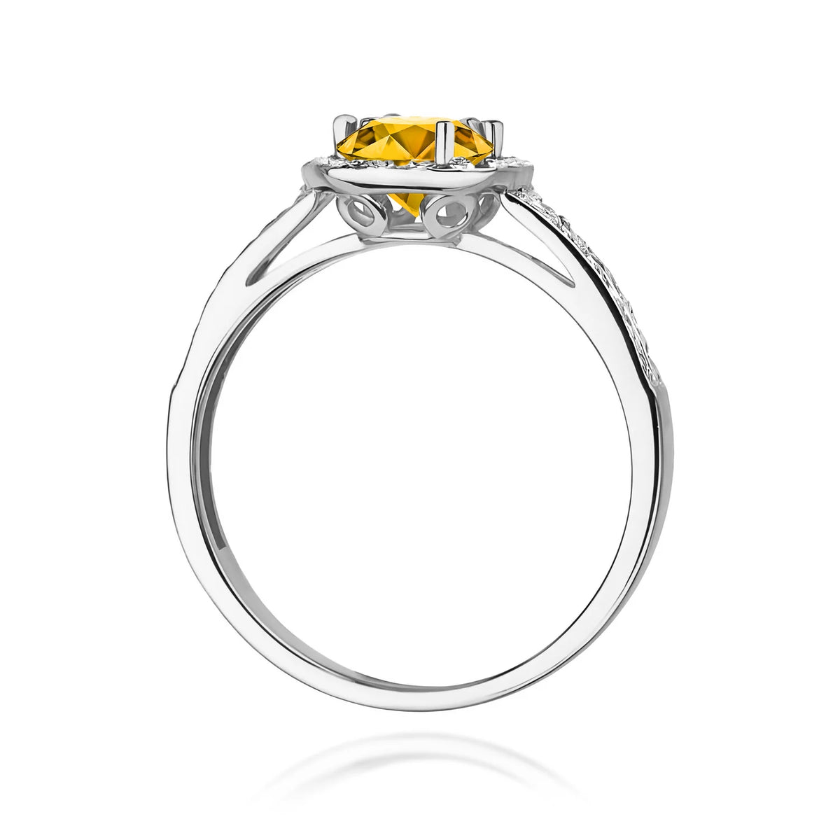 Weißgoldring mit 0,50 ct Citrin und 0,20 ct Diamanten