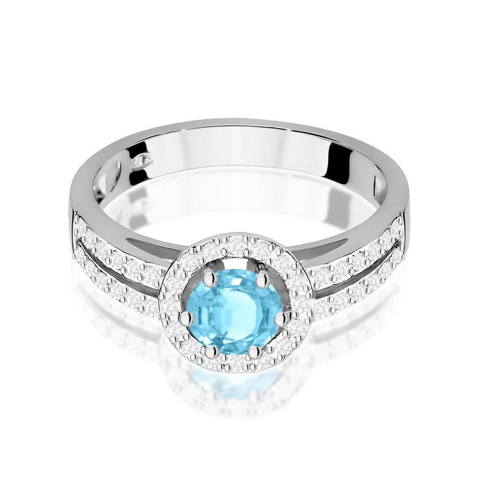 White Gold Ring with 0.50ct Topaz and 0.20ct Diamonds