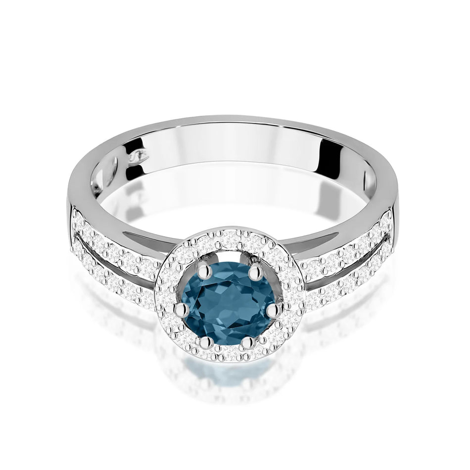 White Gold Ring with 0.50ct Topaz London Blue and 0.20ct Diamonds