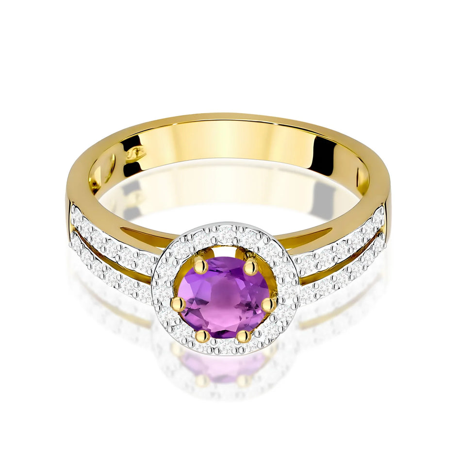 Goldring mit 0,50 ct Amethyst und 0,20 ct Diamanten