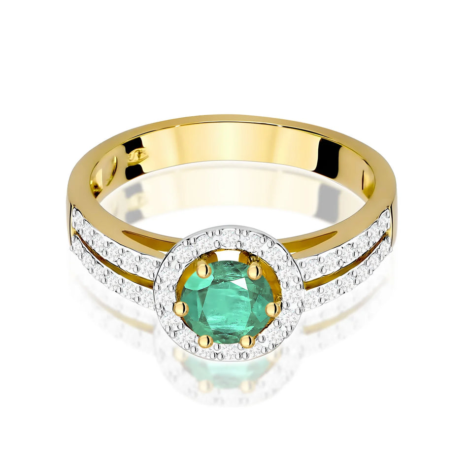 Goldring mit 0,50 ct Smaragd und 0,20 ct Diamanten