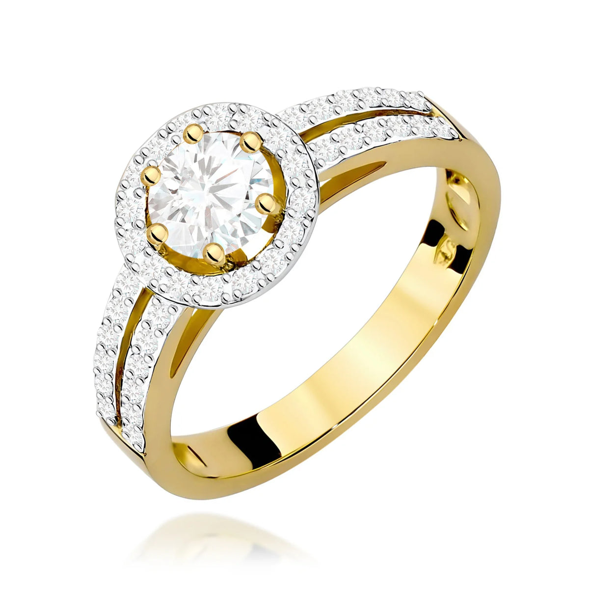 Goldring mit rundem Labordiamant 0,50 ct und 0,20 ct