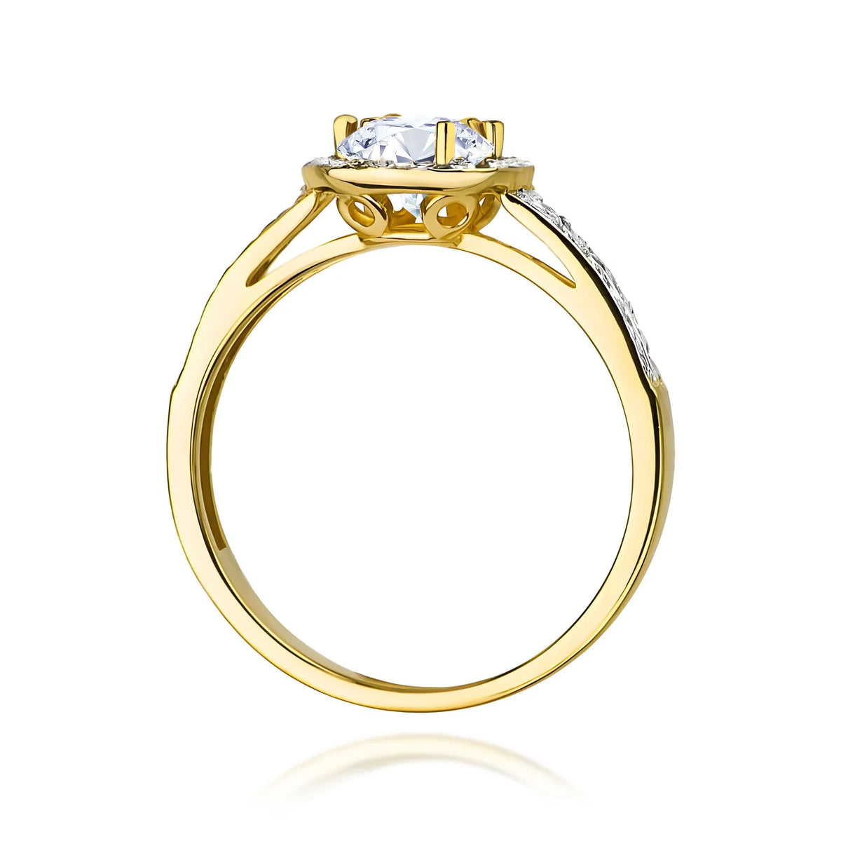 Goldring mit rundem Labordiamant 0,50 ct und 0,20 ct