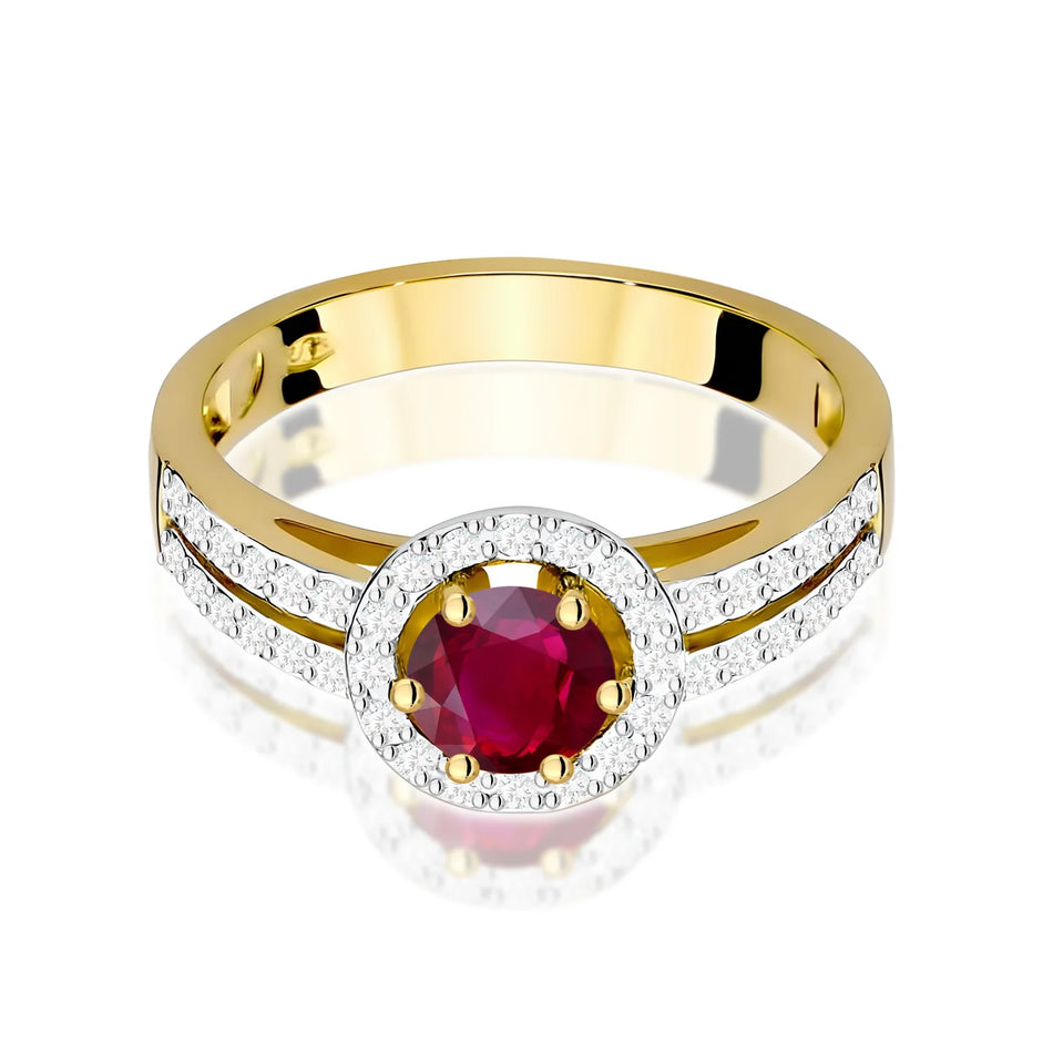 Goldring mit 0,60 ct Rubin und 0,20 ct Diamanten