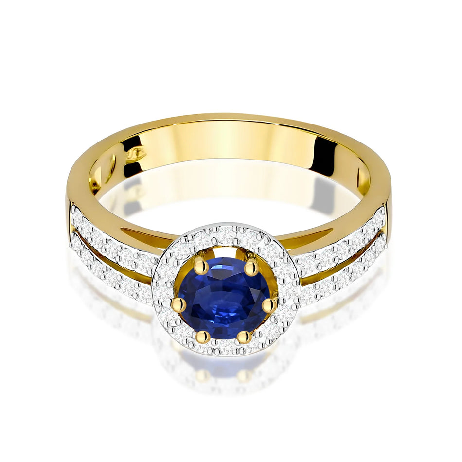 Goldring mit 0,50 ct Saphir und 0,20 ct Diamanten