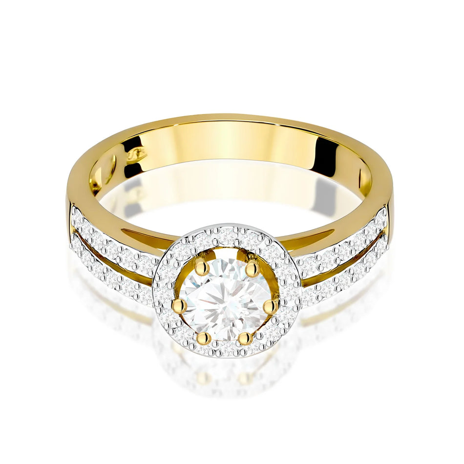 Goldring mit 0,60 ct weißem Saphir und 0,20 ct Diamanten