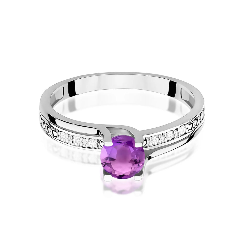 White Gold Ring with 0.50ct Amethyst and 0.03ct Diamonds