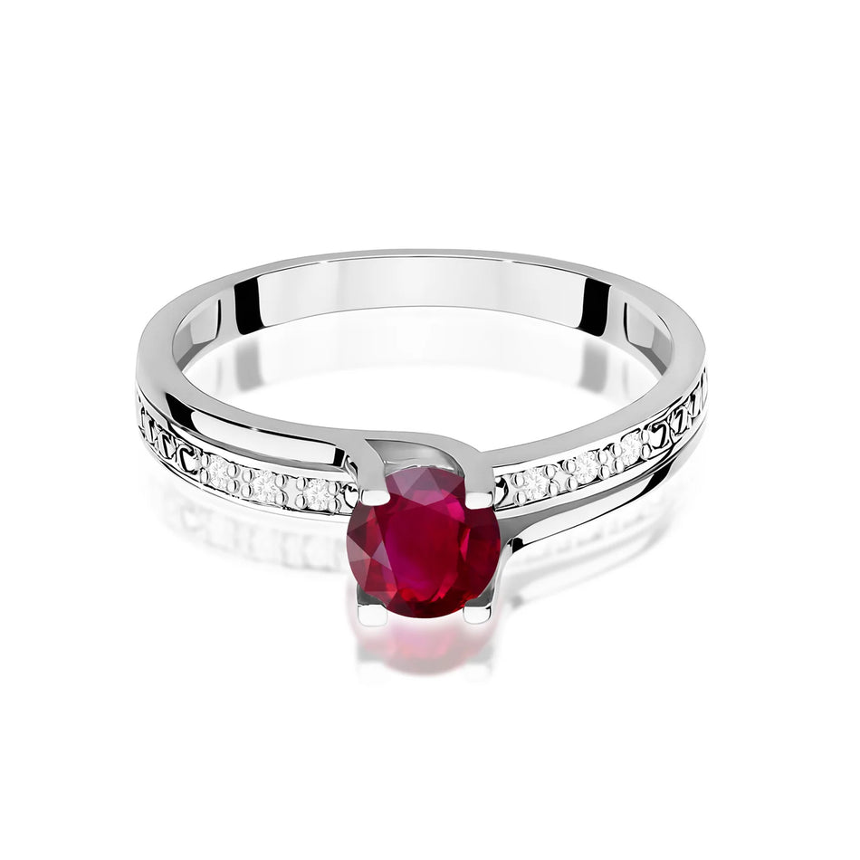 White Gold Ring with 0.60ct Ruby and 0.03ct Diamonds