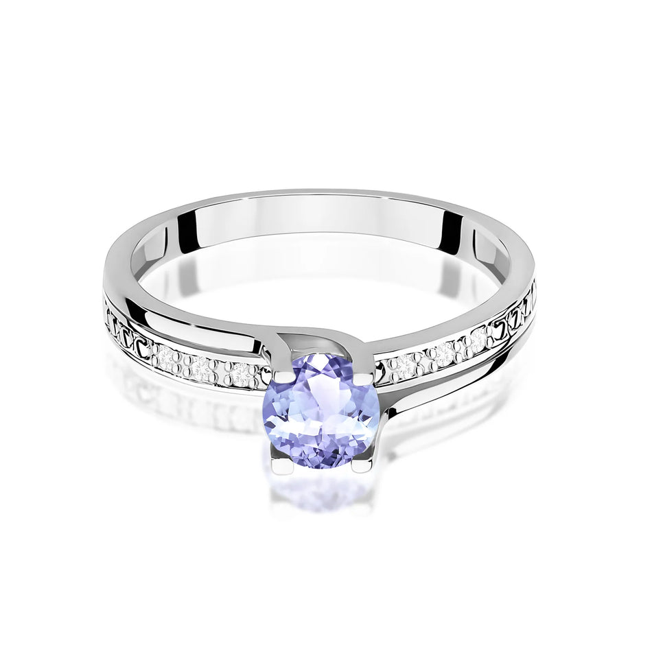 White Gold Ring with 0.50ct Tansanit and 0.03ct Diamonds