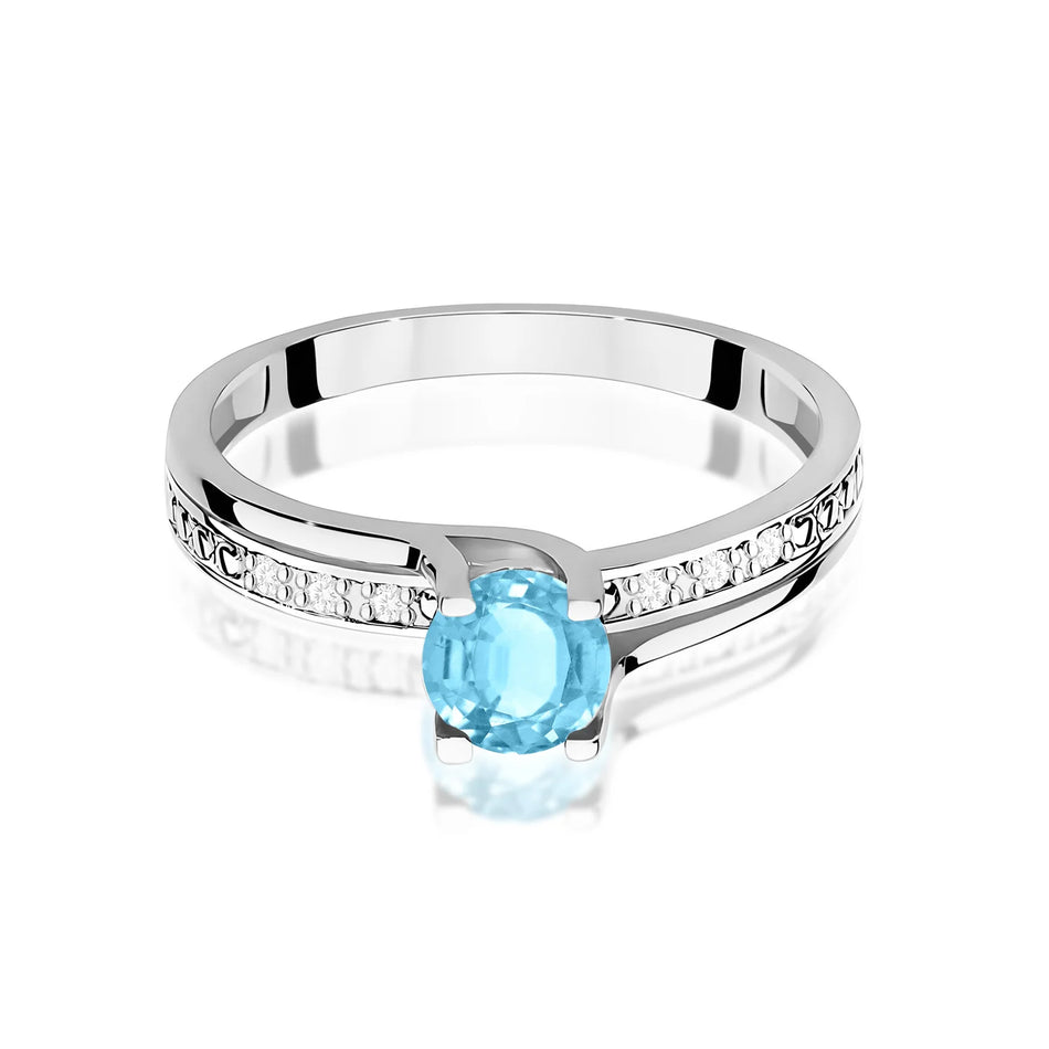 White Gold Ring with 0.50ct Topaz and 0.03ct Diamonds