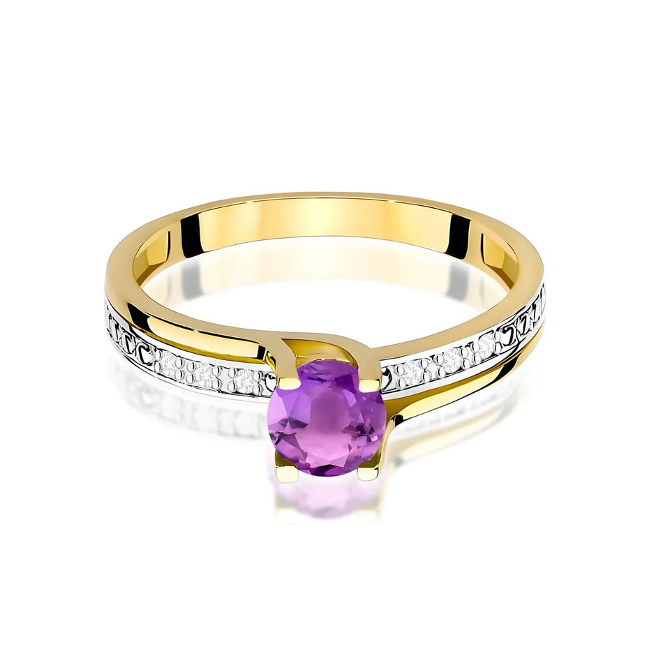 Goldring mit 0,50 ct Amethyst und 0,03 ct Diamanten