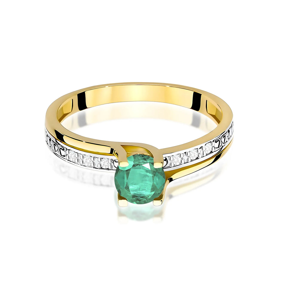 Goldring mit 0,50 ct Smaragd und 0,03 ct Diamanten