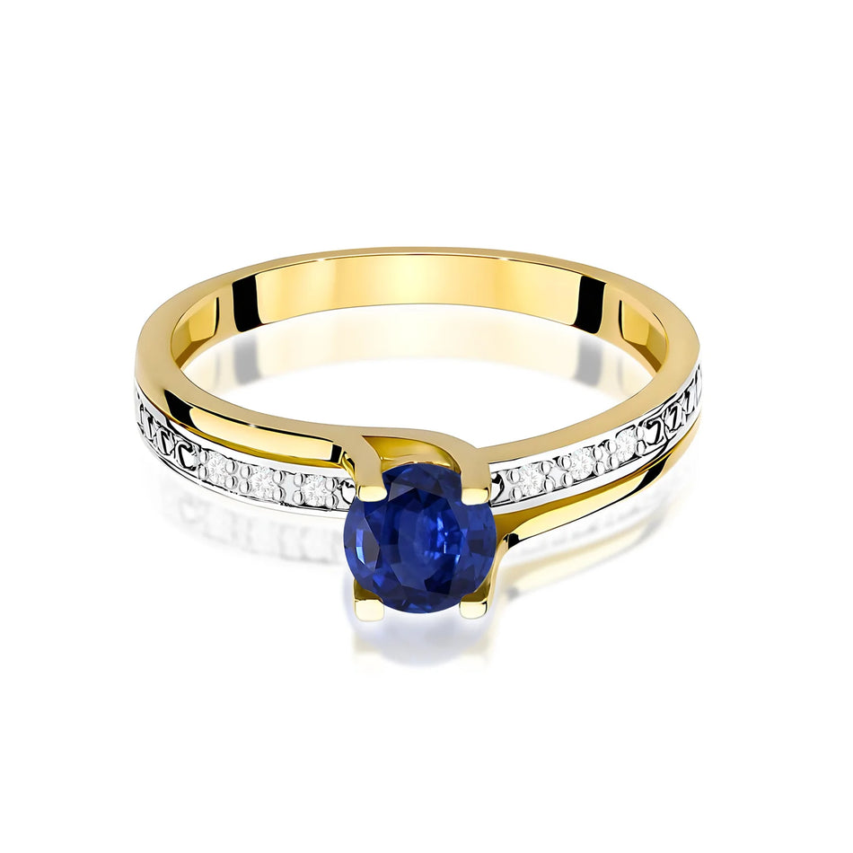 Gold Ring with 0.50ct Sapphire and 0.03ct Diamonds
