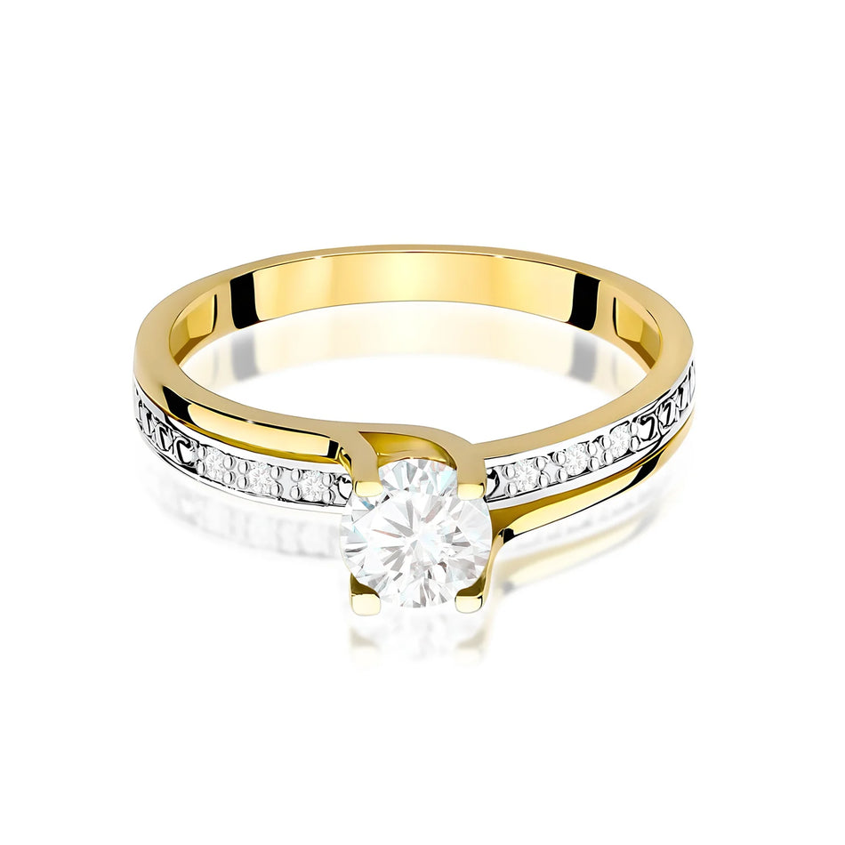 Goldring mit 0,60 ct weißem Saphir und 0,03 ct Diamanten