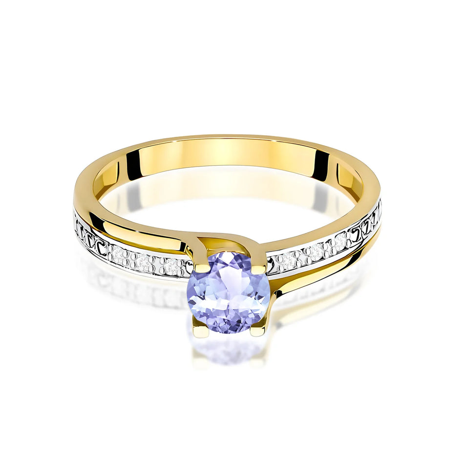 Goldring mit 0,50 ct Tansanit und 0,03 ct Diamanten